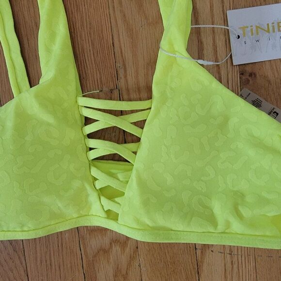 TiniBikini Women's Neon Citrus Pullover Swim Bikini Top Size Large - Picture 3 of 6